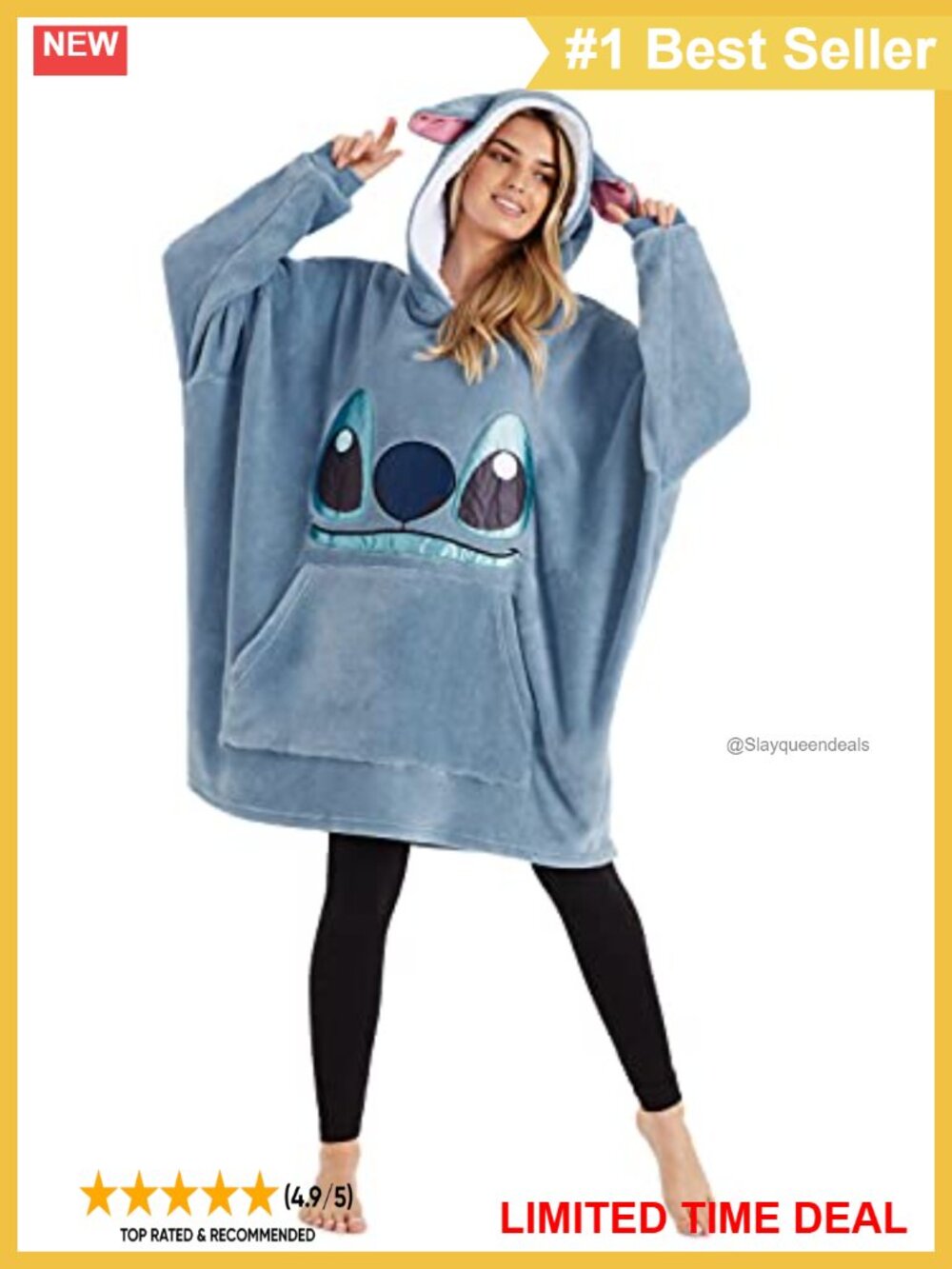 Oversized Fleece Hoodie Blanket with Sherpa Hood & Pocket